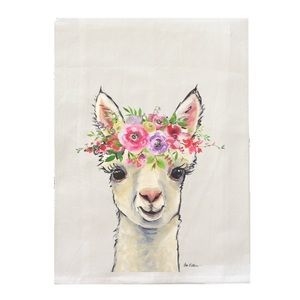 Flower Alpaca Tea Towel